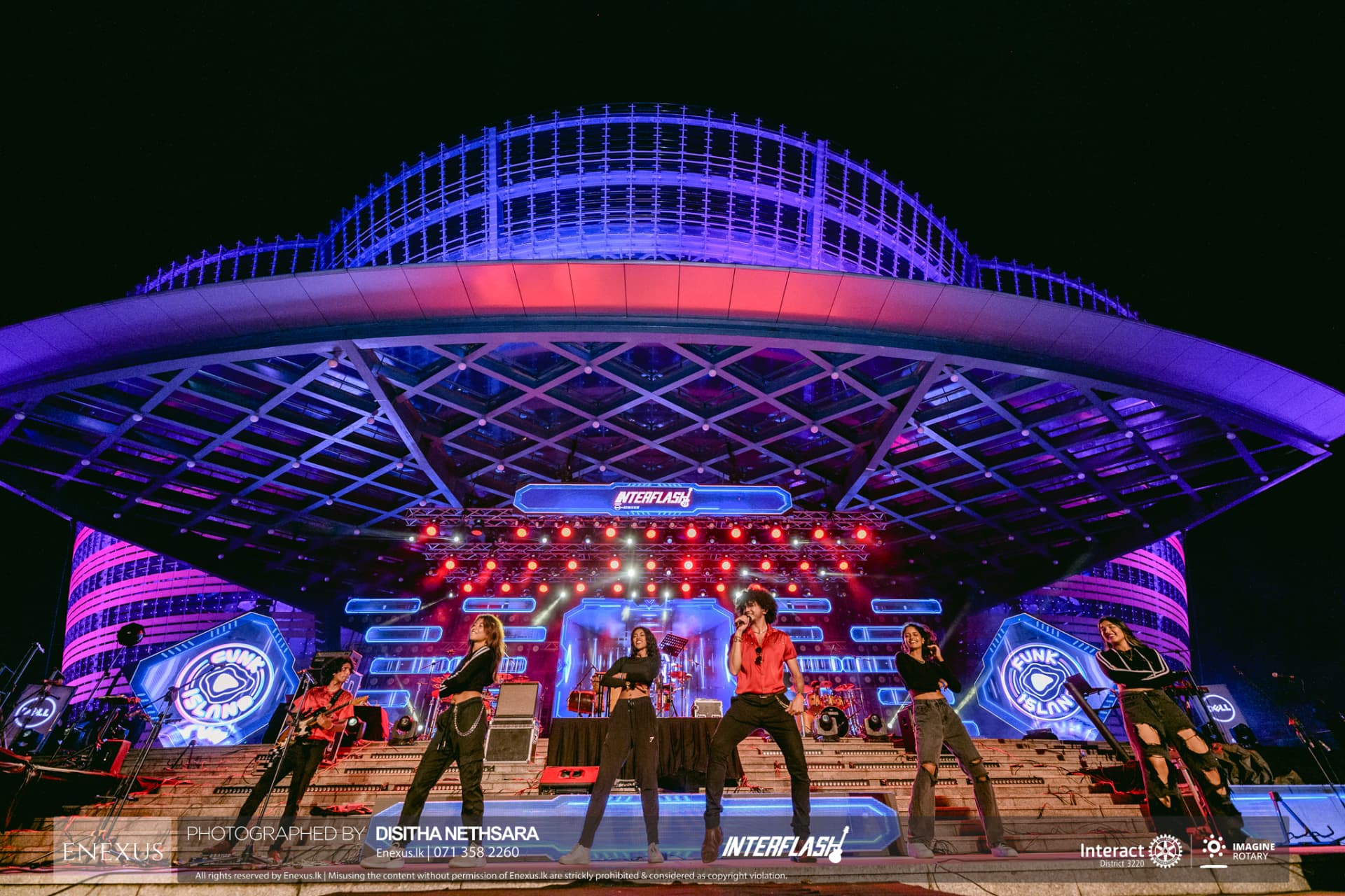 Funk Island performing under the Lotus Pond Theatre canopy in Colombo
